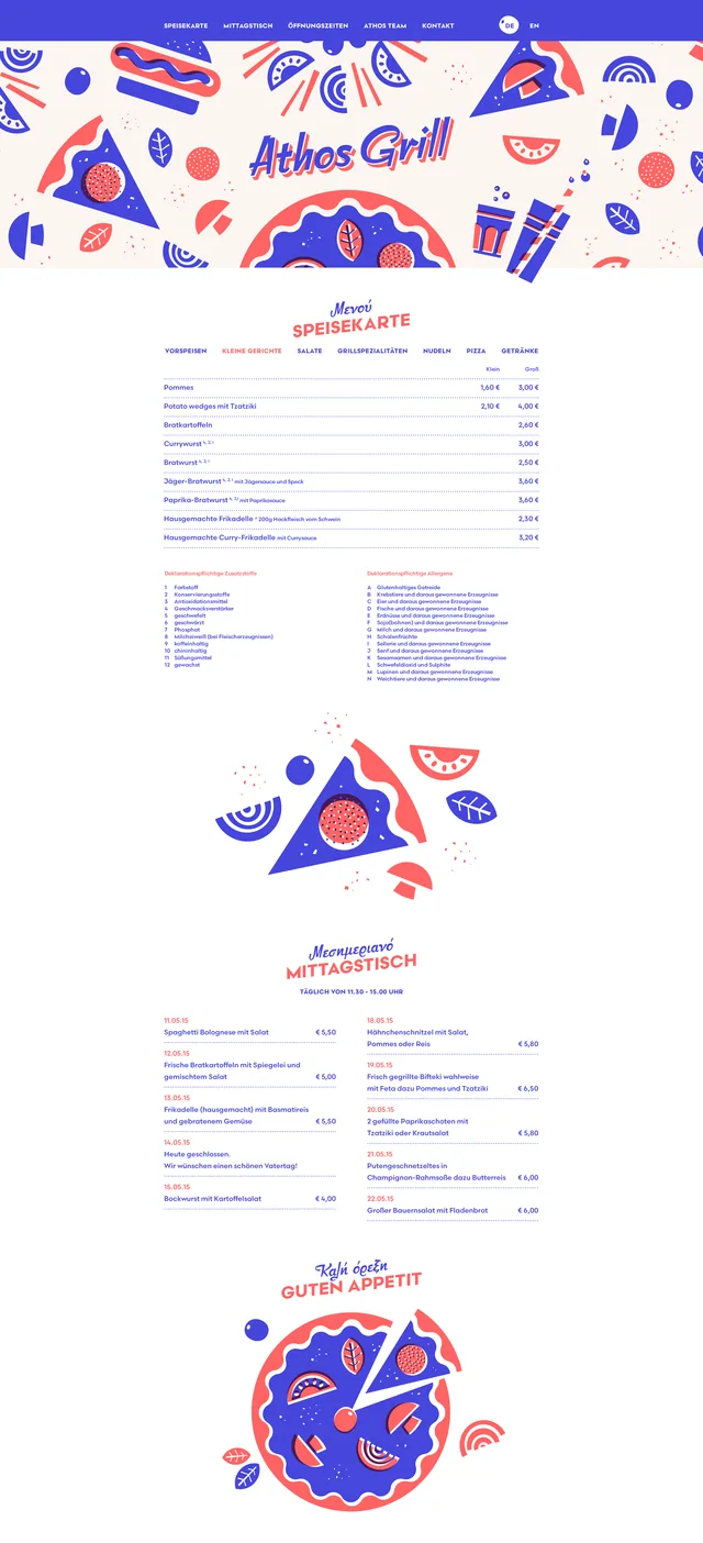 athos grill – Website im MacBook