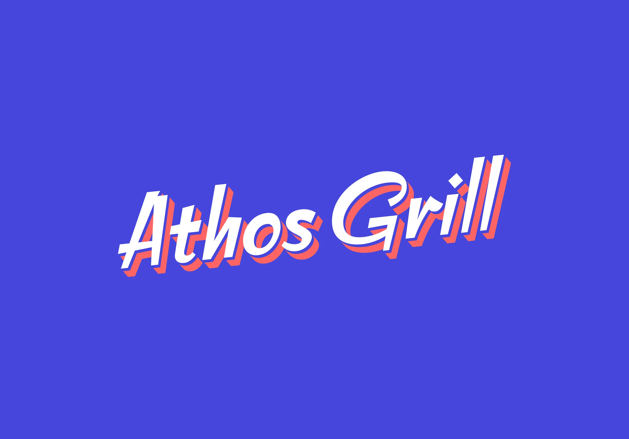 athos grill – Wortmarke auf Blau