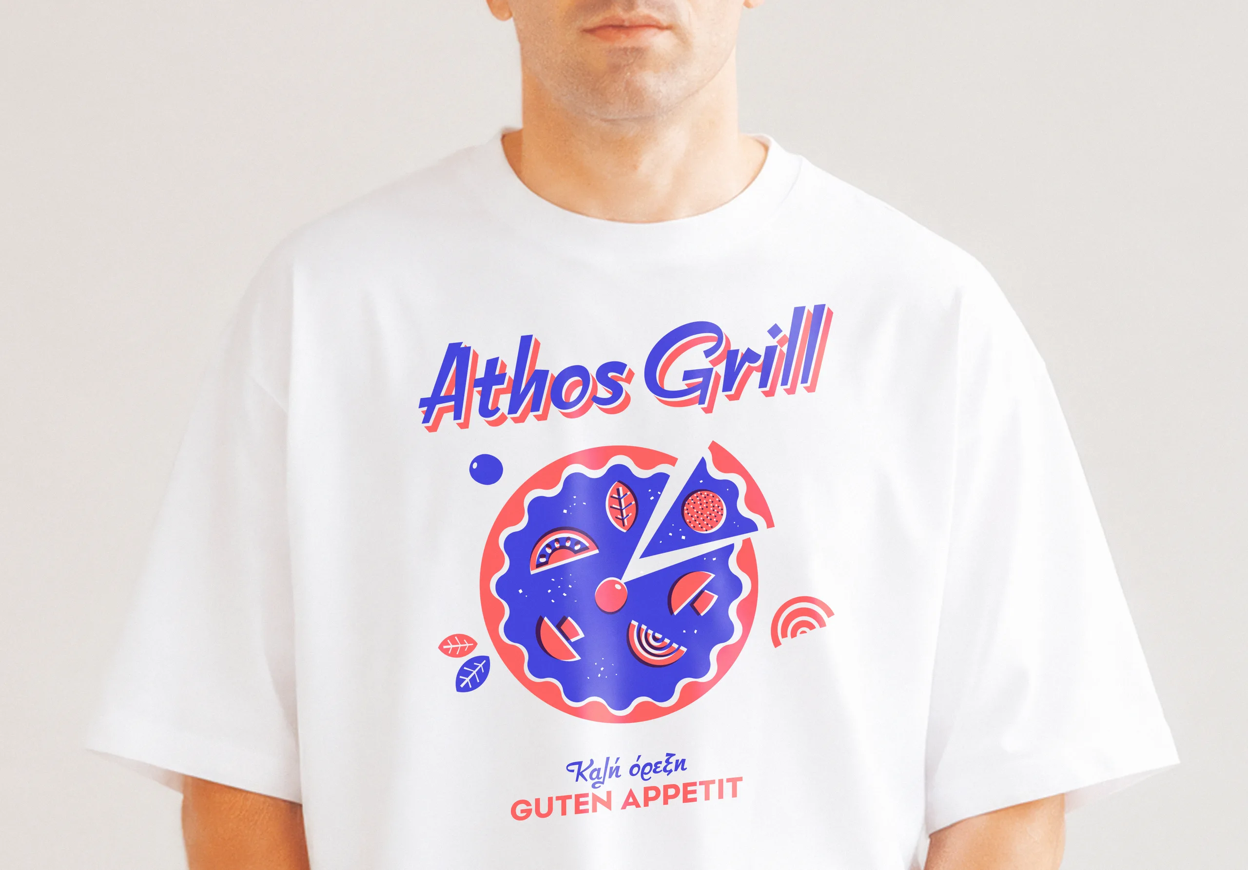 athos grill – T-Shirt mit dem Pizza-Druck