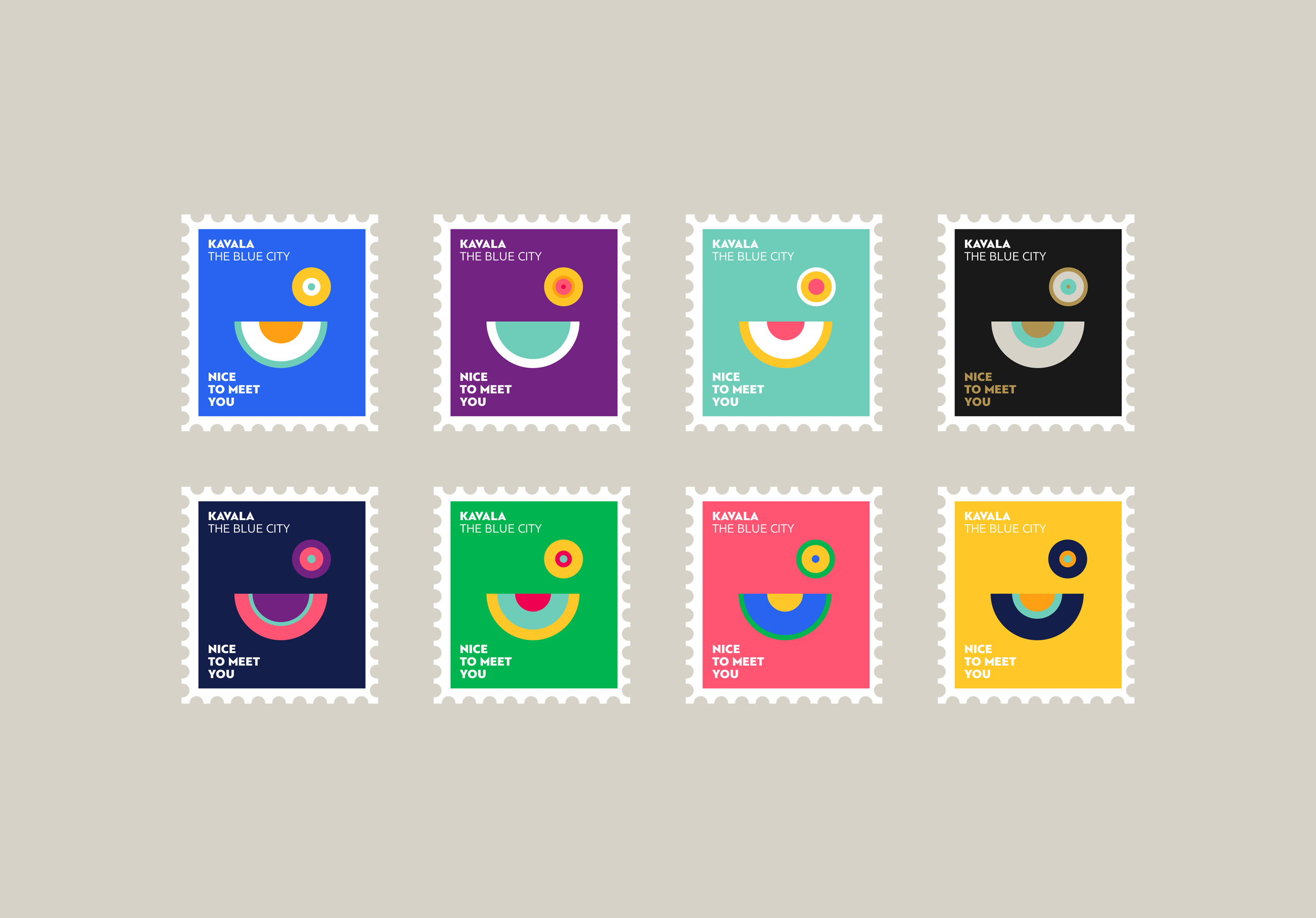 visit kavala – stamp series in the brand colours